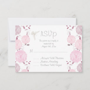 Butterflies and Pink Chrysanthemums  RSVP Card