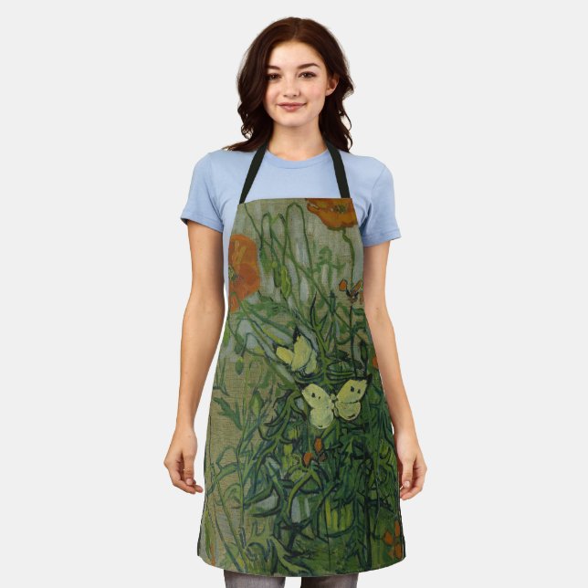 Butterflies and Poppies by Vincent van Gogh Apron (Worn)