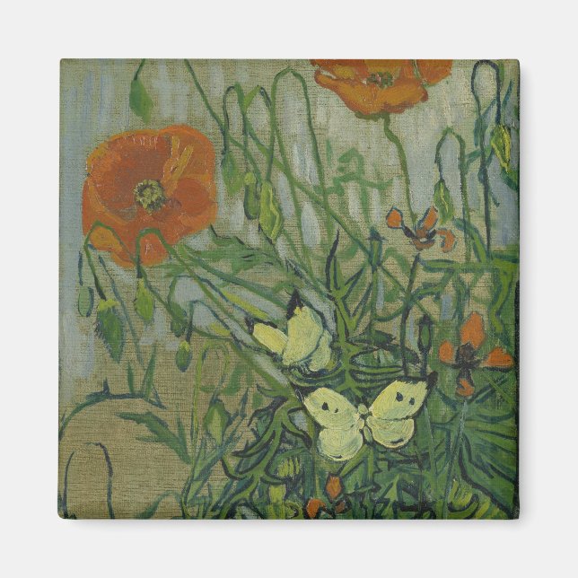 Butterflies and Poppies by Vincent van Gogh Magnet (Front)