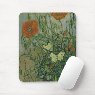Butterflies and Poppies by Vincent van Gogh Mouse Mat