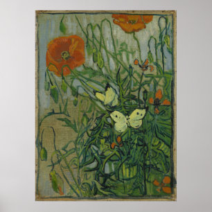 Butterflies and Poppies by Vincent Van Gogh Poster