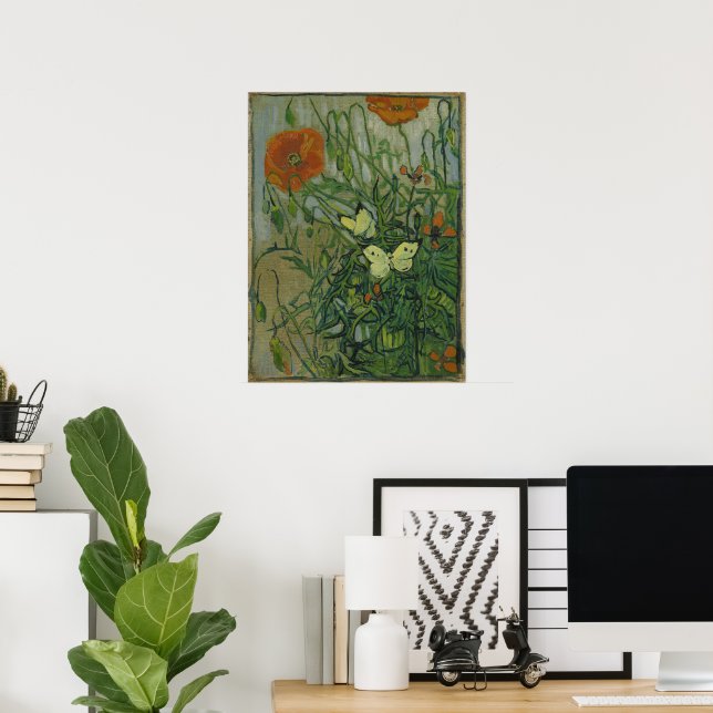 Butterflies and Poppies by Vincent van Gogh Poster (Home Office)