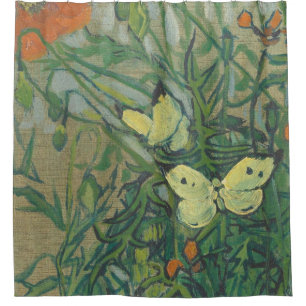 Butterflies And Poppies By Vincent Van Gogh Shower Curtain
