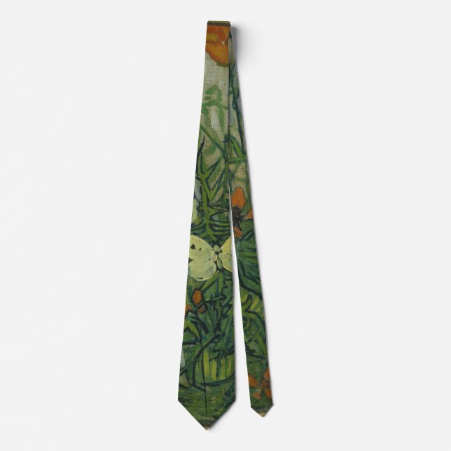 Butterflies and Poppies by Vincent van Gogh Tie (Front)
