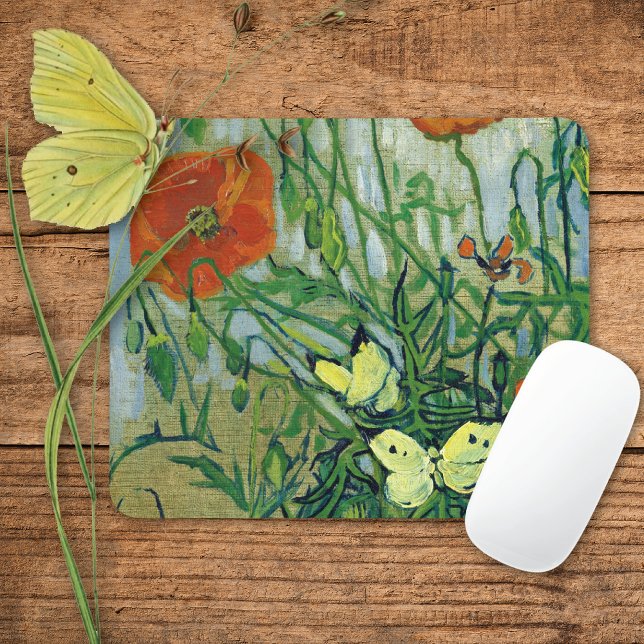 Butterflies and Poppies Vincent van Gogh Mouse Mat (Creator Uploaded)