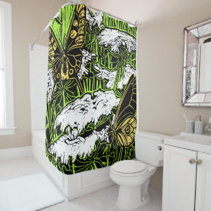 Butterflies and Queen Anne's Lace Shower Curtain