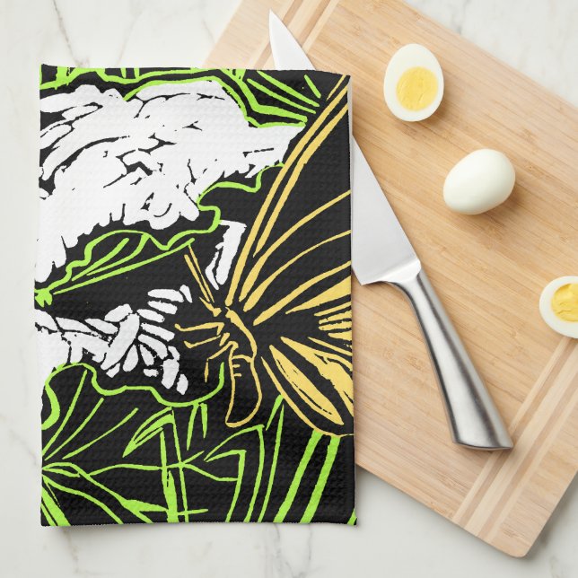 Butterflies and Queen Anne's Lace Tea Towel (Quarter Fold)