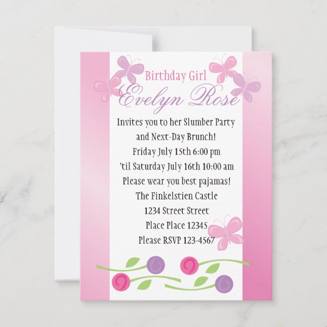 Butterflies and Roses Invitation (Front)