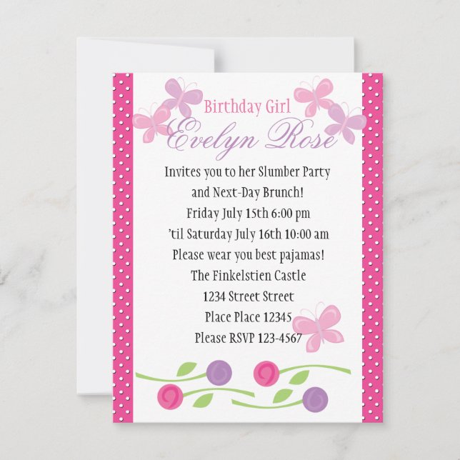 Butterflies and Roses Invitation (Front)