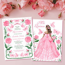 Butterflies and Roses Pink Princess Quinceanera
