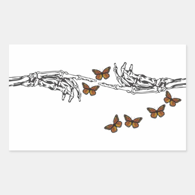 Butterflies and Skeletons Rectangular Sticker (Front)