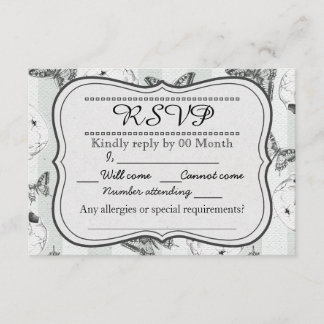 Butterflies and skulls RSVP card