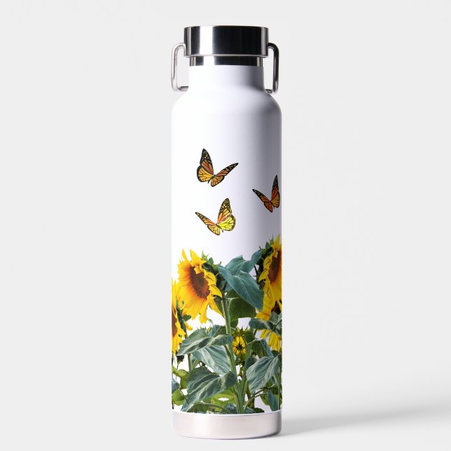  Butterflies and Sunflowers  Water Bottle (Front)