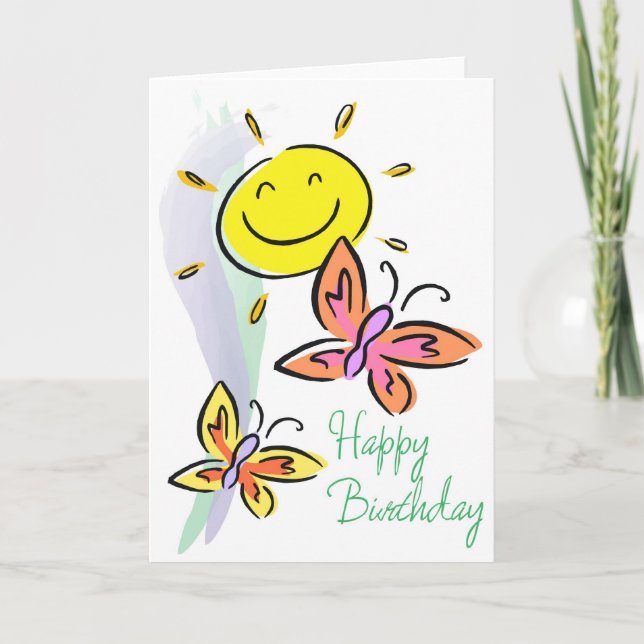 Butterflies and Sunshine BIrthday Card (Front)