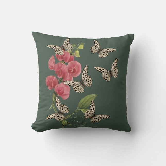 Butterflies And Sweet Pea Flower    Cushion (Front)