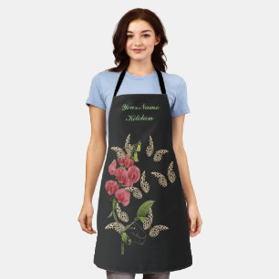 Butterflies And Sweet Pea Flower Personalised     Apron