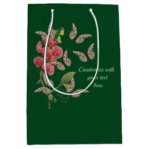 Butterflies And Sweet Pea Flower Personalised  Medium Gift Bag