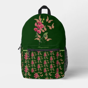 Butterflies And Sweet Pea Flower Personalised Printed Backpack