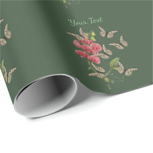 Butterflies And Sweet Pea Flower Personalised      Wrapping Paper