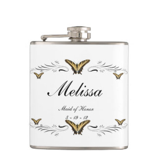 Butterflies and Swirls Hip Flask