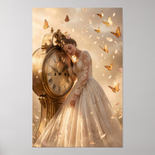 Butterflies and Time in Golden Grace Poster