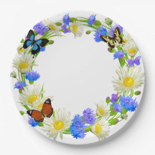 Butterflies and Wildflowers Paper Plate