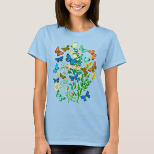 Butterflies and Wildflowers Vintage Botanical T-Shirt