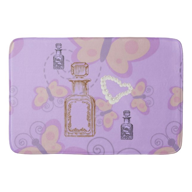 Butterflies Apothecary&Pearl Hearts Large Bath Mat (Front)