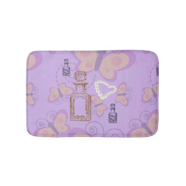 Butterflies Apothecary&Pearl Hearts Small Bath Mat (Front)