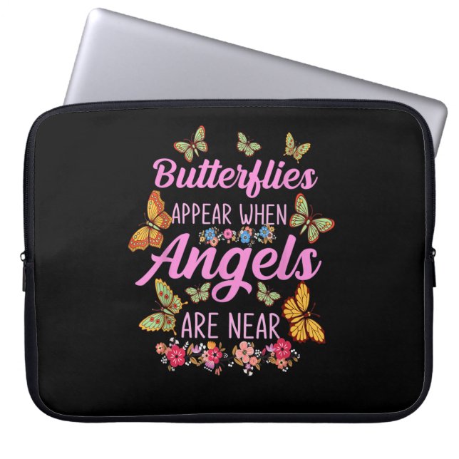  Butterflies Appear When Angels Are Near Butterfly Laptop Sleeve (Front)
