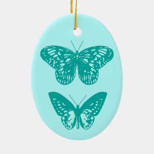 Butterflies Aqua and Turquoise Ceramic Tree Decoration