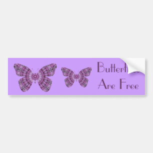 Butterflies are Free, purple fractal butterflies Bumper Sticker