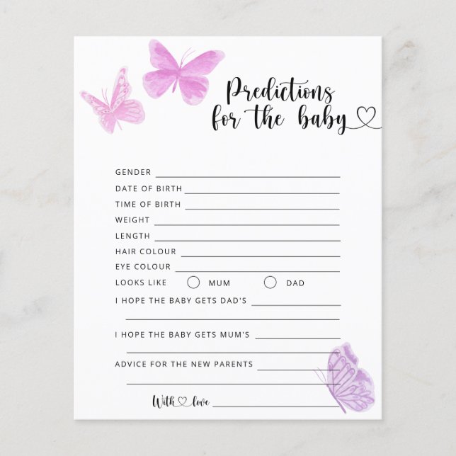 Butterflies - baby predictions and advice (Front)
