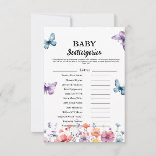 Butterflies  baby scattergories baby shower game 