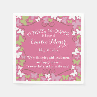 Butterflies Baby Shower Disposable Napkins
