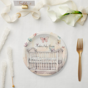 Butterflies Baby Shower Paper Plate