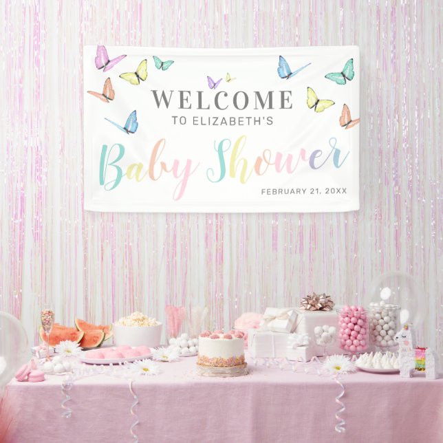 Butterflies Baby Shower Welcome Banner (Party)