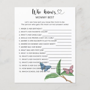 Butterflies baby shower, Who knows mummy best