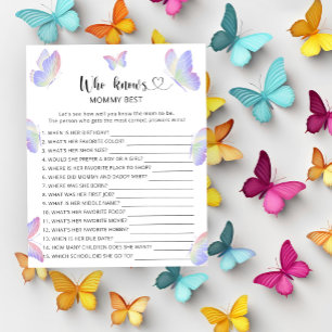 Butterflies baby shower, Who knows mummy best