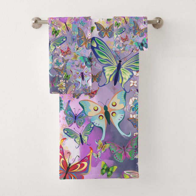 Butterflies Bath Towel Set (Insitu)