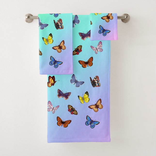Butterflies Bath Towel Set (Insitu)