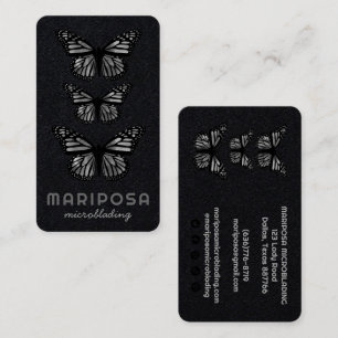 Butterflies Beauty Aesthetician Salon Black White Business Card