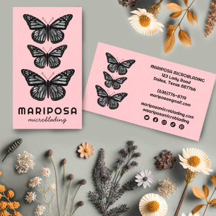 Butterflies Beauty Aesthetician Salon Blush Pink Business Card