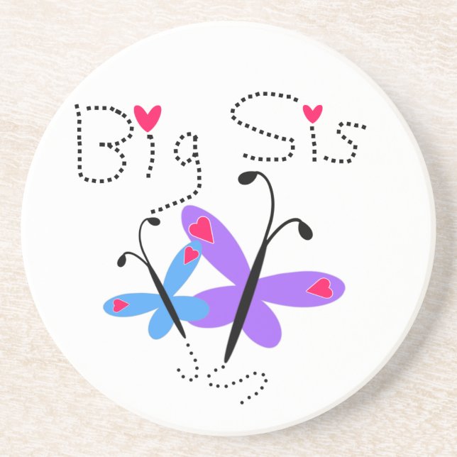 Butterflies Big Sis Gifts Coaster (Front)