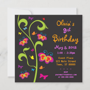 Butterflies Birthday Invitation