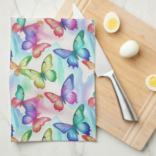 Butterflies Birthday Party Shower Watercolor Tea Towel