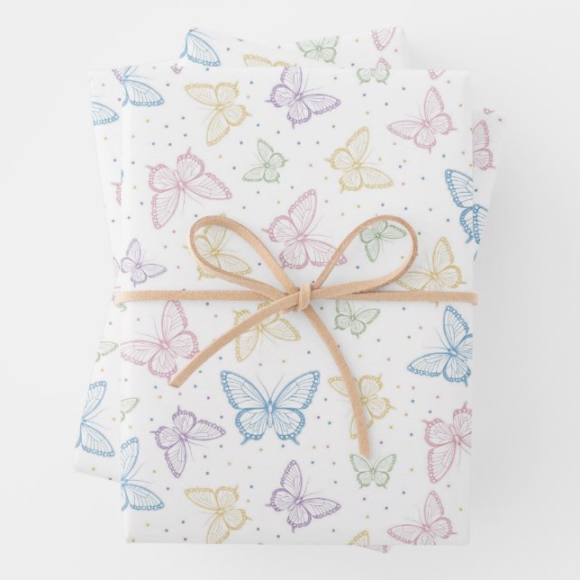 Butterflies Birthday Party Shower Wedding Wrapping Paper Sheet (In situ)
