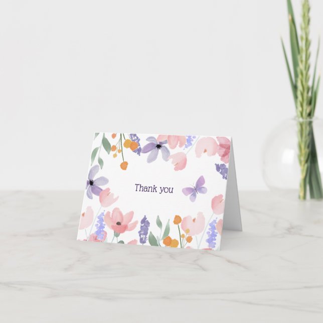 Butterflies & Blooms Thank You Card (Front)