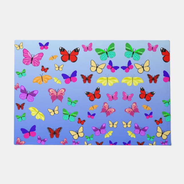 Butterflies Blue Doormat (Front)