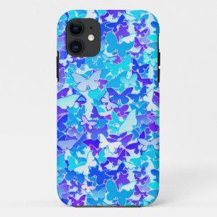 Butterflies, blue, turquoise, lavender iPhone 11 case
